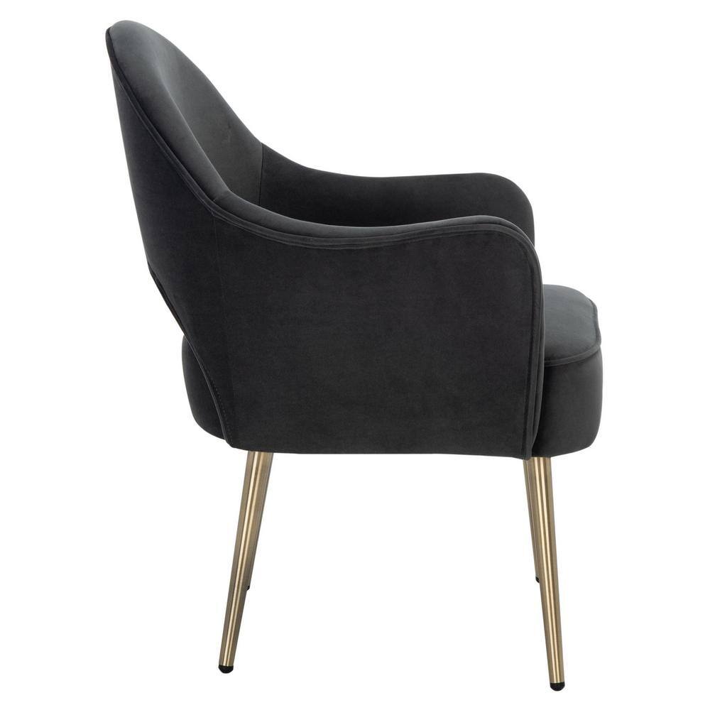 Dublyn Black Velvet Accent Chair with Gold Legs