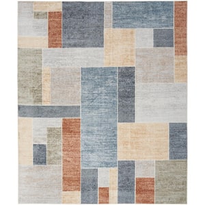Astra Machine Washable Multicolor 8 ft. x 10 ft. Paneled Contemporary Area Rug