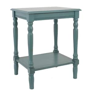 Simplify Wood End Table with Shelf, Blue Gray Finish