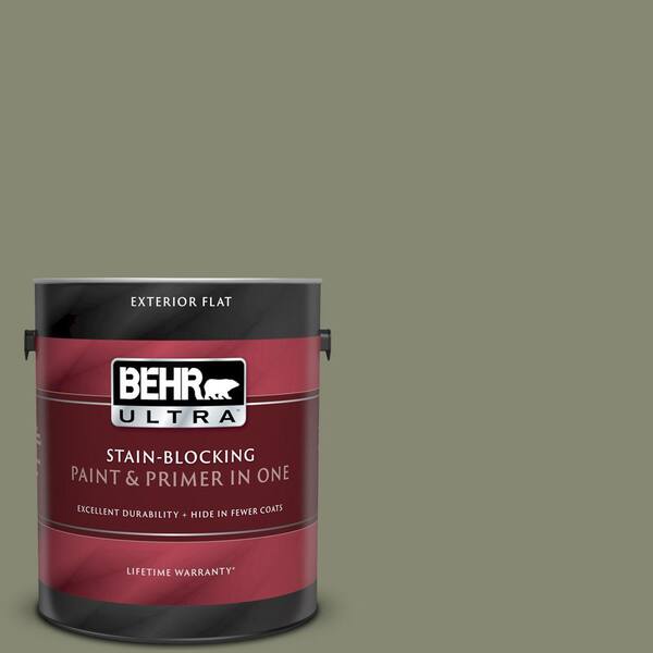 BEHR ULTRA 1 gal. #UL200-5 Dried Basil Flat Exterior Paint and Primer in One