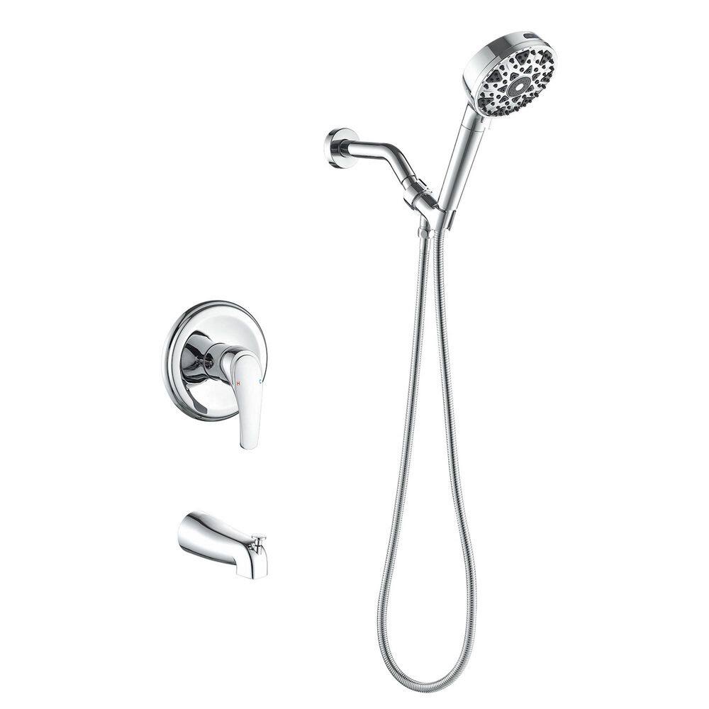 Single Handle 7-Spray Tub and Shower Faucet 1.8 GPM Brass Wall Mount Shower System Set Valve Included Polished Chrome price history on PriceWatchPro
