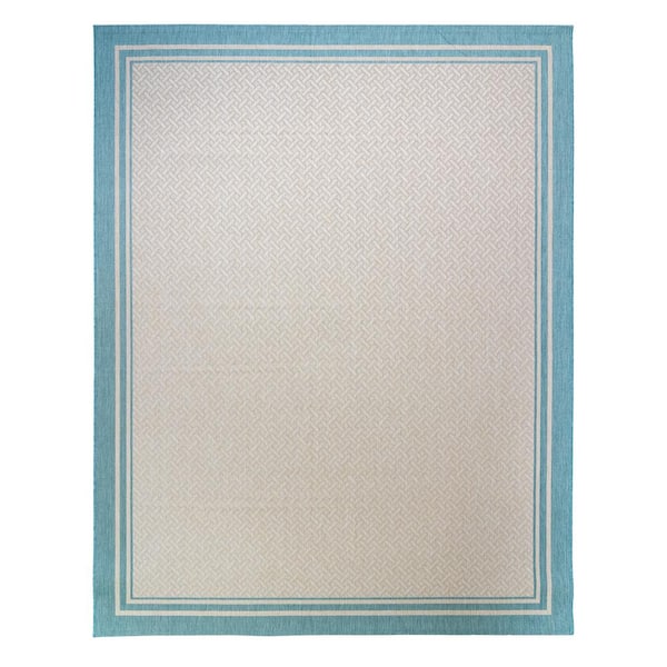 Gertmenian Paseo Soroa Sand/Oasis 5 ft. x 7 ft. Border Indoor/Outdoor Area Rug
