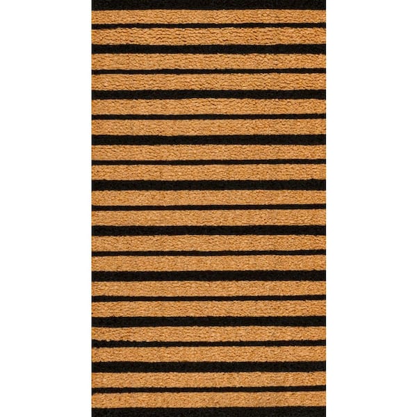 Peater Classic Casual Commerical Natural Coir Natural/Black 2 ft. x 4 ft. Indoor/Outdoor Mat