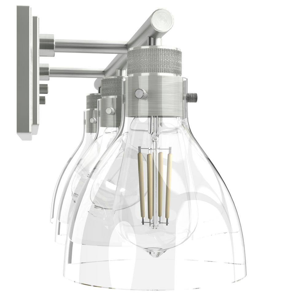 Hunter Brushed Nickel 3-Light Vanity Fixture with Clear Glass Shades