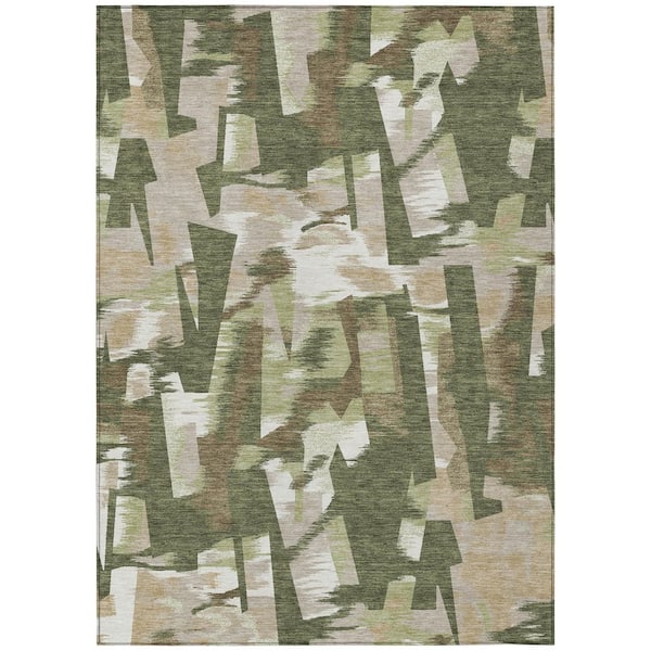 Chantille Machine Washable Indoor/Outdoor Abstract ACN2837 Olive 10 ft. x 14 ft. Area Rug