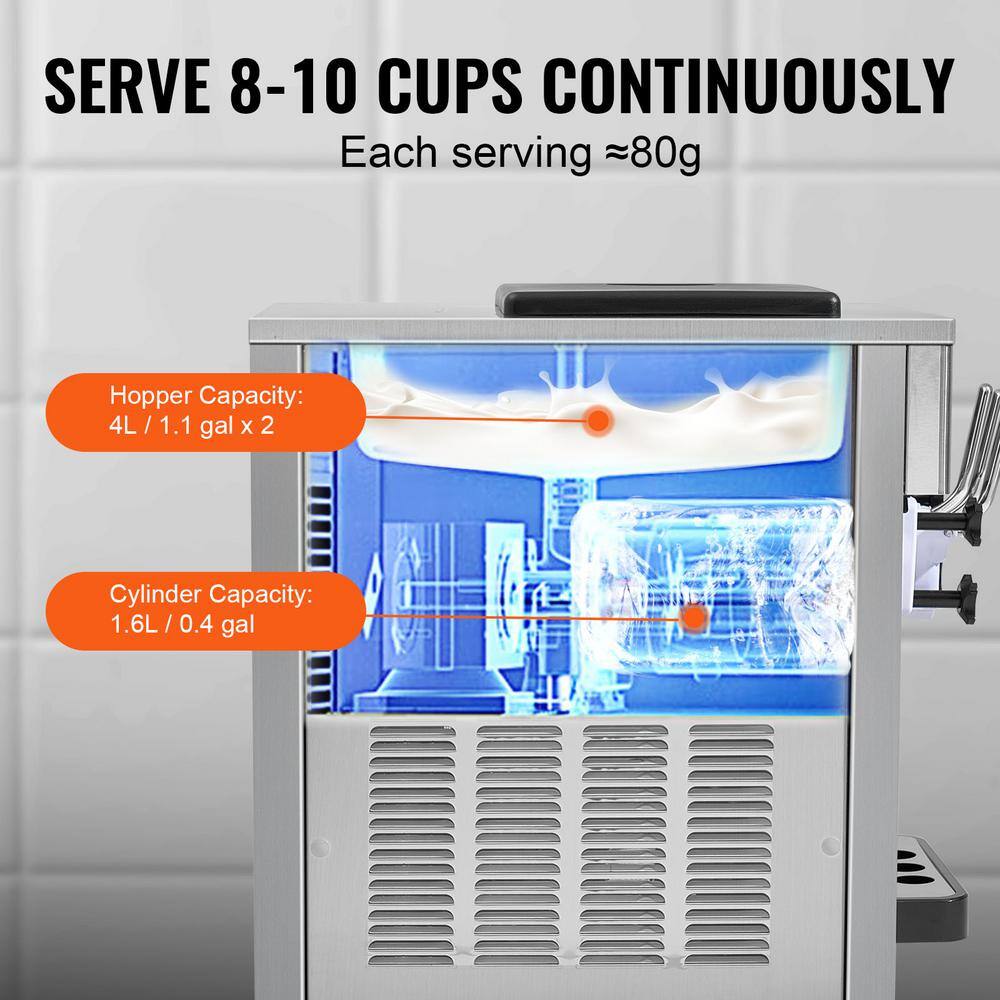 Silver Stainless Steel Commercial Soft Serve Ice Cream Machine