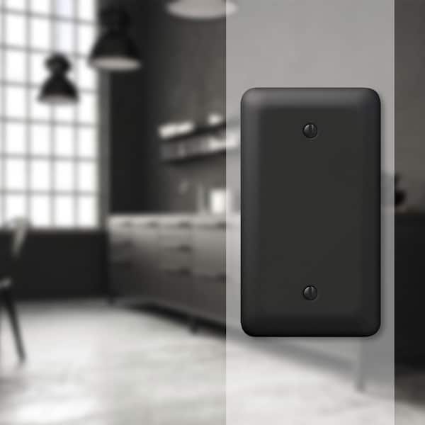 Declan 1 Gang Blank Steel Wall Plate - Black