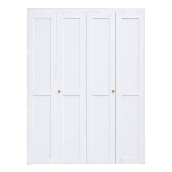 60 in. x 80 in. Solid Core DIY Design 2-Panel White Primed Composite MDF Interior Closet Bi-Fold Door with Hardware