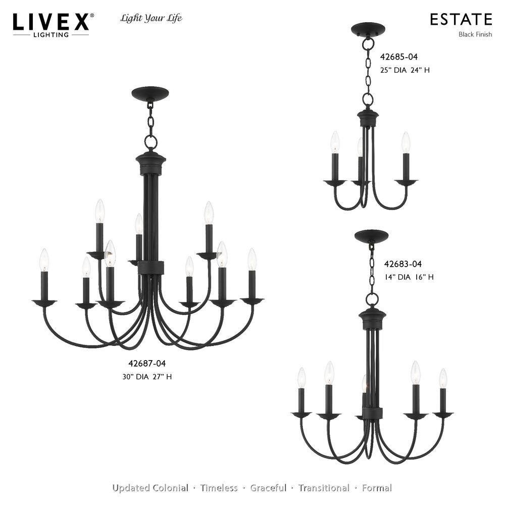 Estate 9-Light Black Crystal Chandelier with Candelabra Base