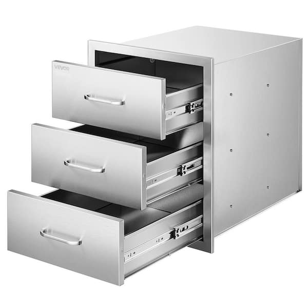 Outdoor Kitchen Drawers 18.11 in. W x 23.23 in. D x 23.23 in. H, Triple-Access Stainless Steel Modular Drawer Cabinet