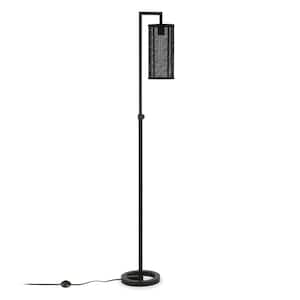 69 in. Black 1 1-Way (On/Off) Standard Floor Lamp for Living Room with Metal Drum Shade