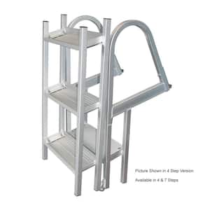 7-Step 16-in. Wide Aluminum Angled Boat Dock Ladder with Tapered Steps for Seawalls and Stationary Dock Systems