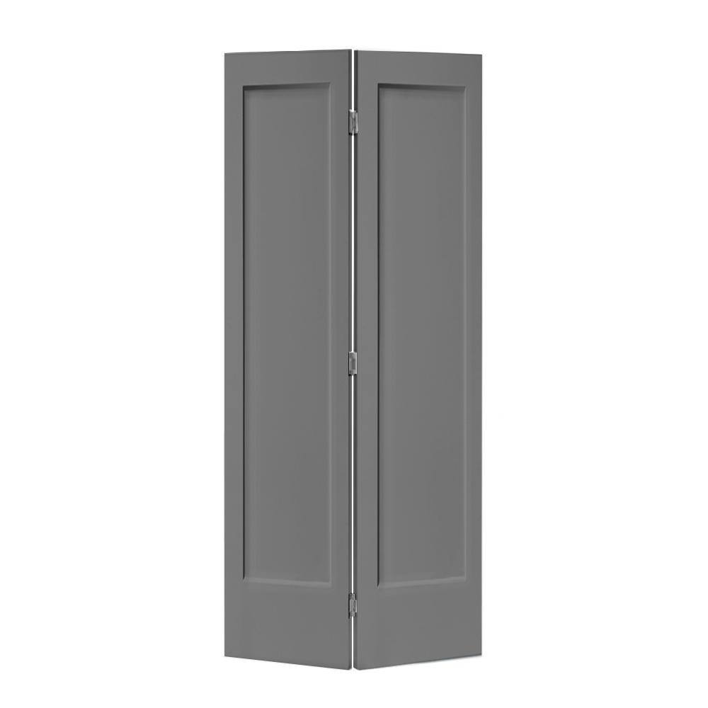 CALHOME 36 in. x 80 in. 1 Panel Shaker Light Gray Painted MDF Composite ...