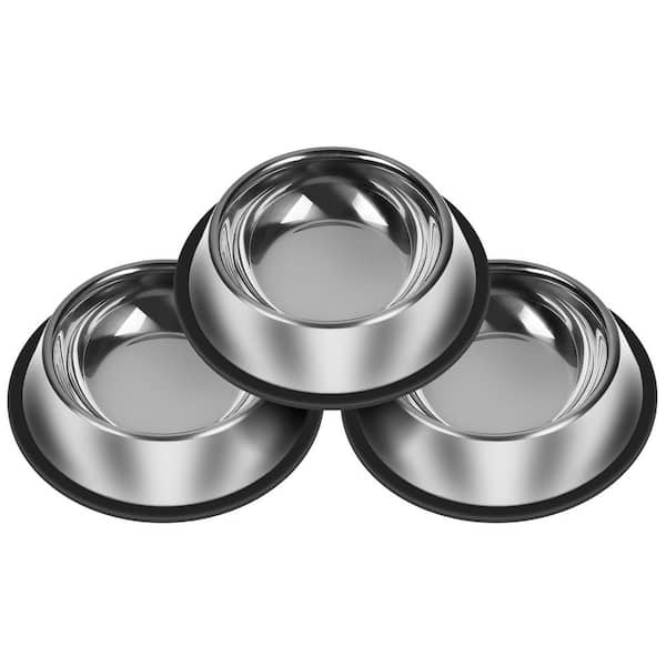 Unbranded Stainless Steel Non-Slip Dog Bowls Set 13 Oz Rust Resistant Dishwasher-Safe Pet Food Water Bowls 3-Pack