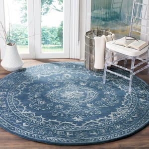 Glamour Blue 6 ft. x 6 ft. Round Border Area Rug