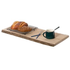 28 in. Rustic Natural Tree Log Wooden Rectangular Shape Serving Tray Cutting Board