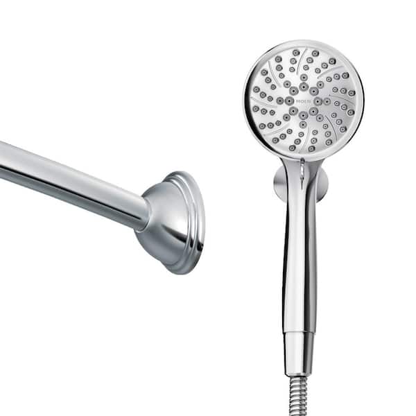 Attract 6-Spray Wall Mount 4 in. Hand Shower with Magnetix and Shower Rod in Chrome