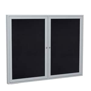 2-Door Enclosed 36 in. x 48 in. Bulletin Board, Recycled Rubber, Black, 1-Pack