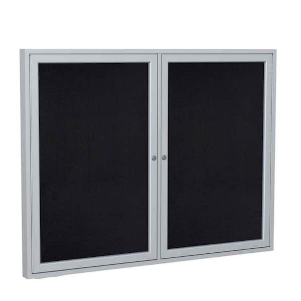 ghent 2-Door Enclosed 36 in. x 48 in. Bulletin Board, Recycled Rubber, Black, 1-Pack