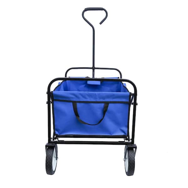 Unbranded - 20 cu. ft. Steel Garden Cart Folding Wagon Shopping Beach, Blue