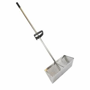 55 in. Collapsible Sand Fleas Rake, Stainless Steel Sand Sifter, Stainless Steel Long Handle with Foldable Pail