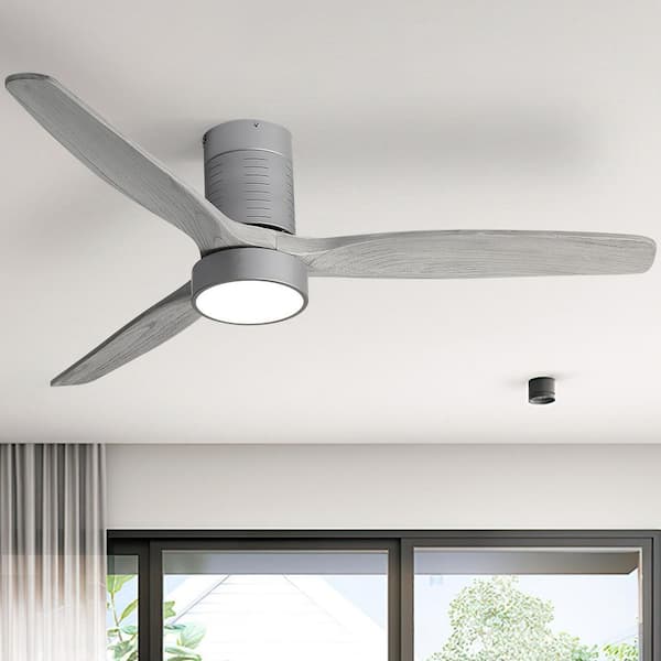 CACI Mall 52 in. Indoor/Outdoor Silver Ceiling Fan Integrated LED with Light Kit and Remote Control