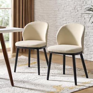 Holden Beige Modern Dining Chair with Solid Wood Legs Set-2