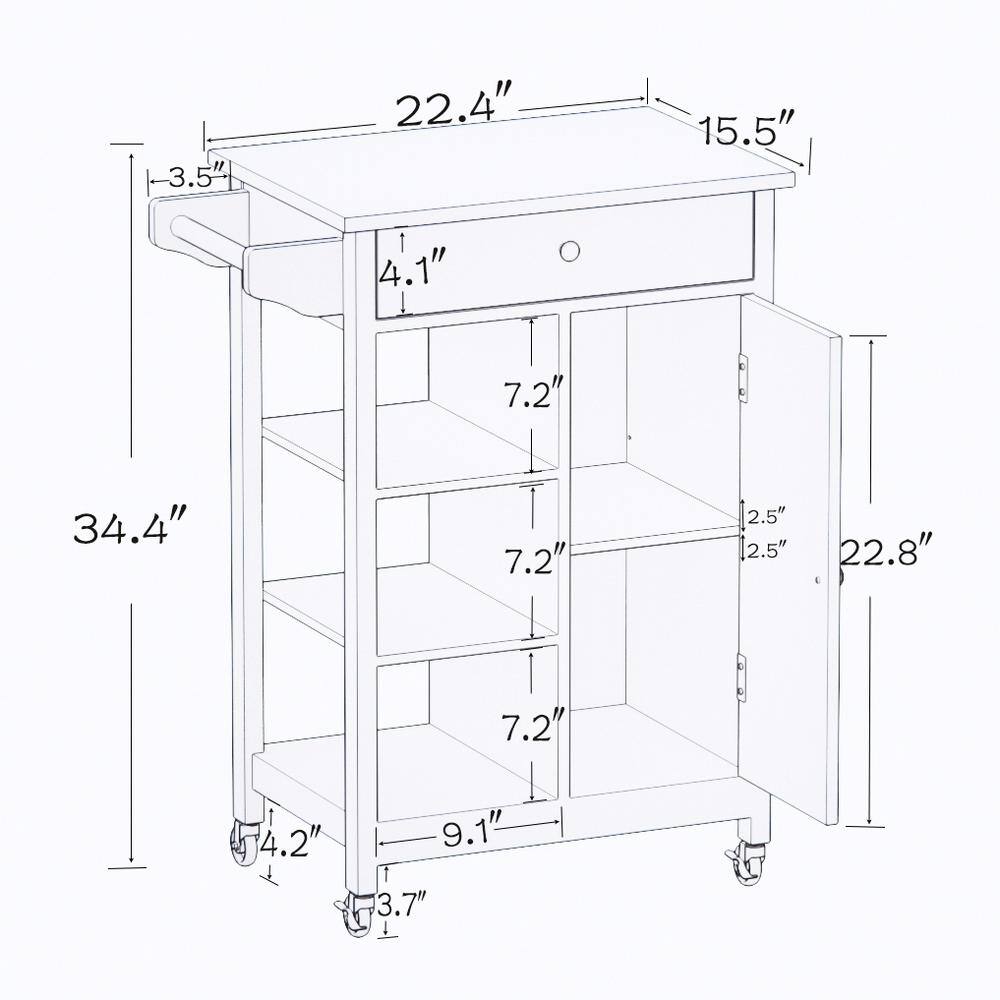White MDF 15.55 in. Kitchen Prep Table with Adjustable Shelves and 1 Towel Rack - thumbnail 10