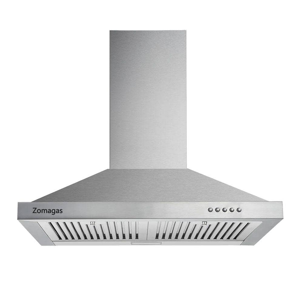 24 in. 450 CFM Convertible Wall Mount Range Hood Downdraft System in Stainless Steel w/LED Light 2-pieces Baffle Filters