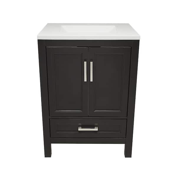 Ella Nevado 25 in. W x 19 in. D x 36 in. H Bath Vanity in Espresso with White Cultured Marble Top Single Hole