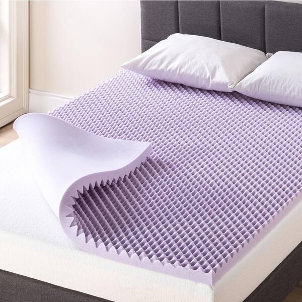 MELLOW 2 in. King Egg Crate Memory Foam Mattress Topper with Lavender