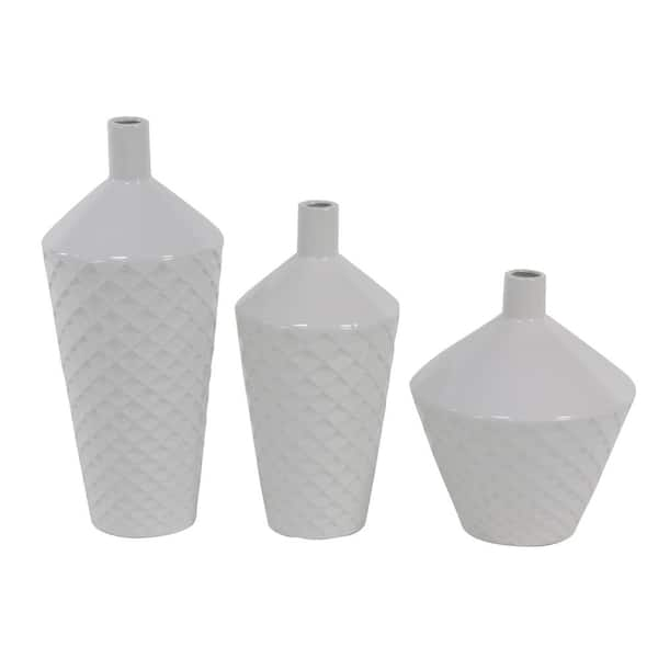 Litton Lane White Porcelain Decorative Vase (Set of 3) 74695 - The Home  Depot