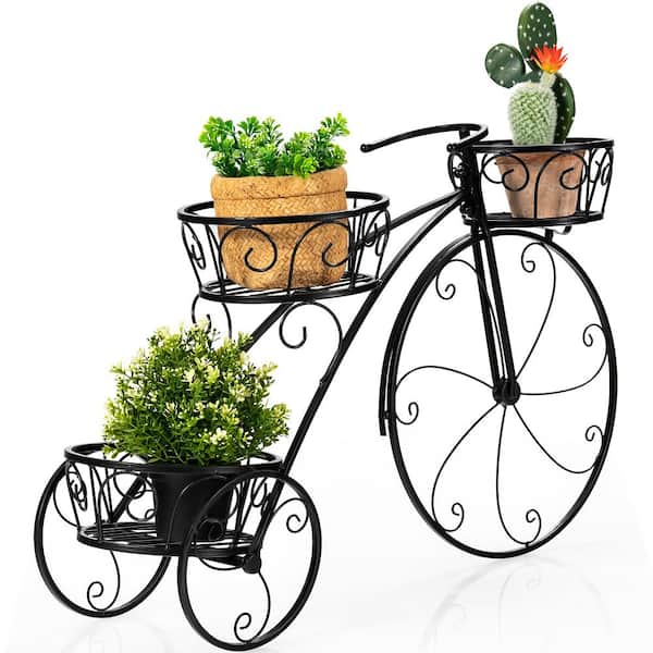 large white metal shabby bicycle flower cart Shelf Plant pot planter Stand 