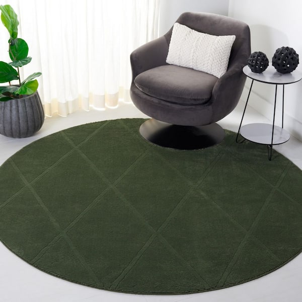 Revive 3 ft. x 3 ft. Green Diamond Solid Round Area Rug