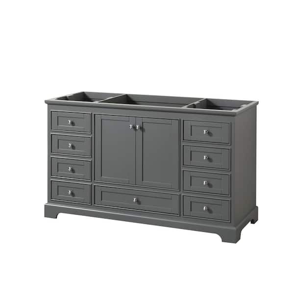 Wyndham Collection Deborah 59.25 in. W x 21.5 in. D Vanity Cabinet in Dark Gray