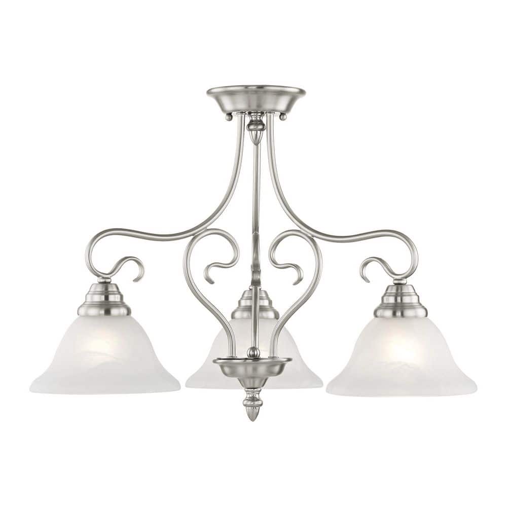 Elegant Coronado Brushed Nickel Chandelier with Alabaster Glass Shades