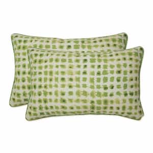 Green Rectangular Outdoor Lumbar Throw Pillow 2-Pack