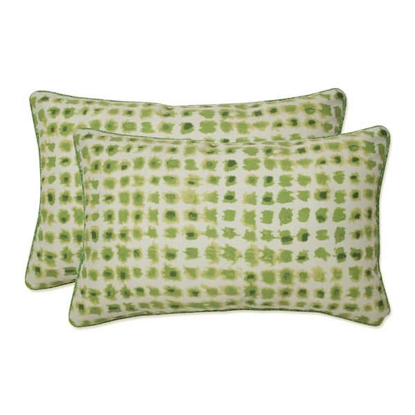 Pillow Perfect Green Rectangular Outdoor Lumbar Throw Pillow 2-Pack