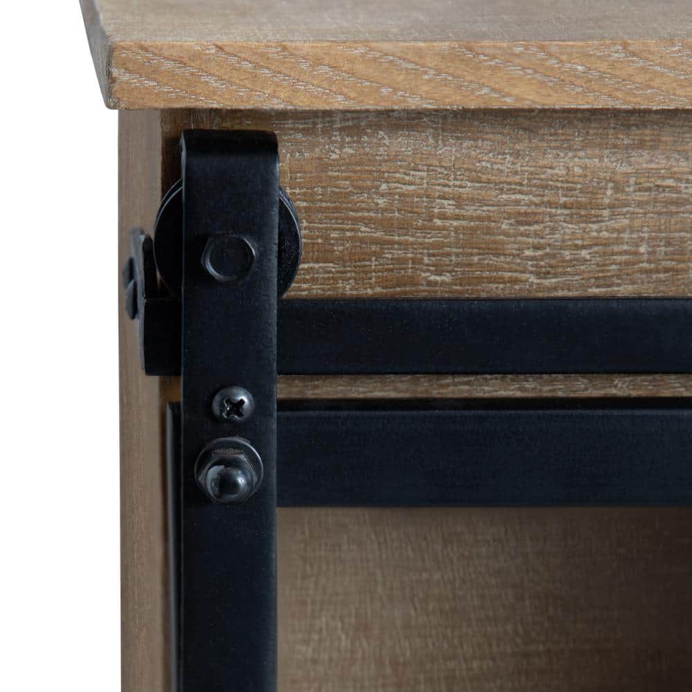 Rustic Brown Solid & Manmade Wood Floating Cube Wall Cabinet