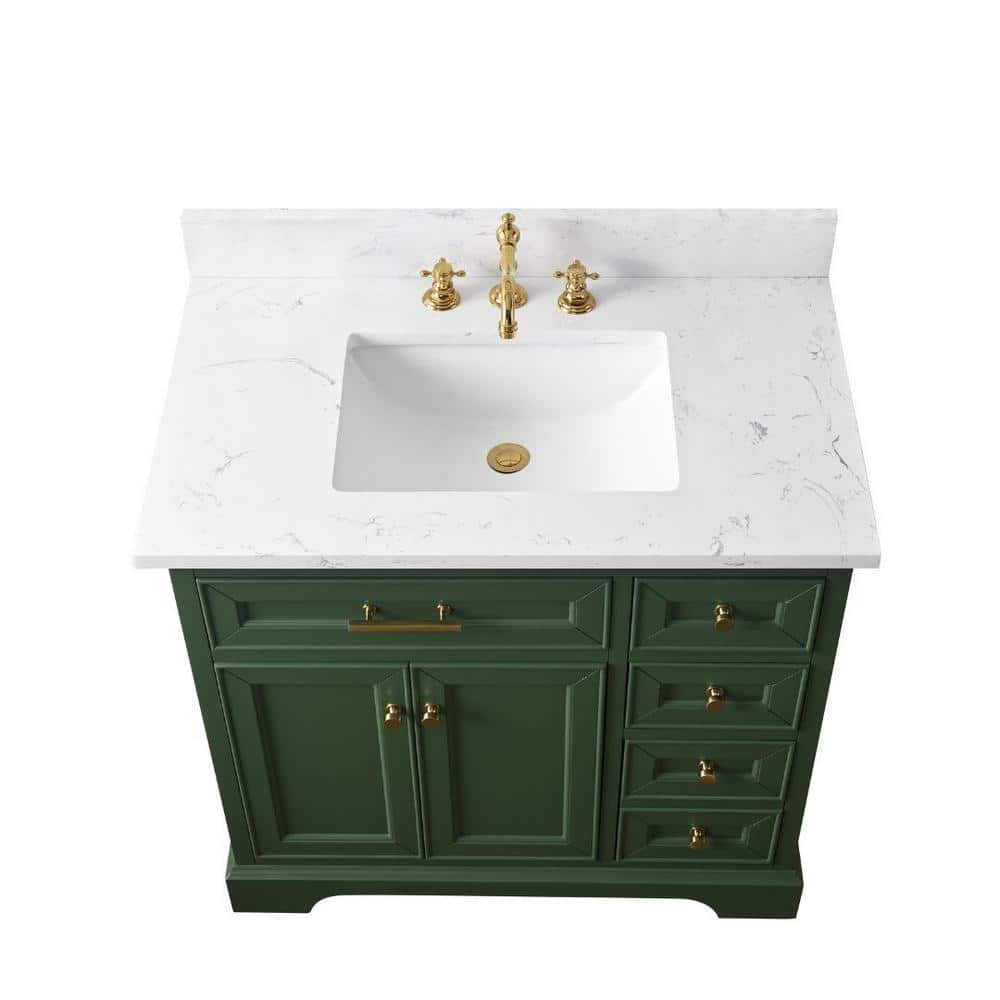 Thompson 36'' Evergreen Freestanding Bathroom Vanity with Gold Hardware