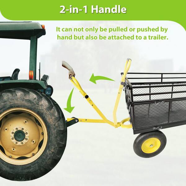 Unbranded - 11.59 cu.ft. Metal Garden Cart, Big Wagon Cart Trucks with Detachable Sides for Farms, Warehouses, Firewood in Black