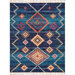 Moroccan Casbah Dark Blue 7 ft. x 10 ft. Moroccan Transitional Area Rug