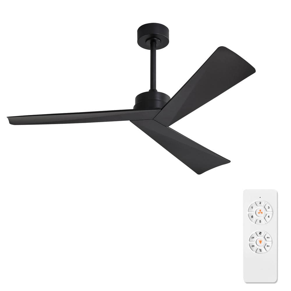 WINGBO 52 in. 3Blades 6 Fan Speeds Black Ceiling Fan Without Light