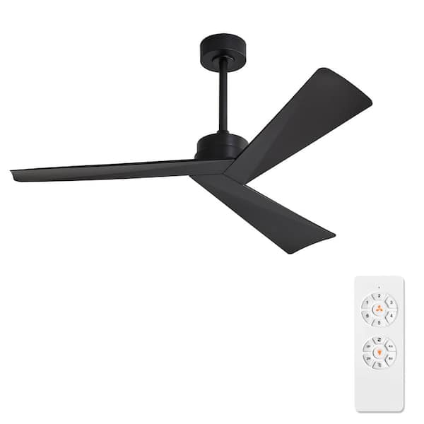 WINGBO 52 in. 3-Blades 6 Fan Speeds Black Ceiling Fan Without Light