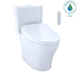 Aquia IV 2-Piece 0.8/1.28 GPF Dual Flush Elongated ADA Comfort Height Toilet in Cotton White,S550E Washlet Seat Included
