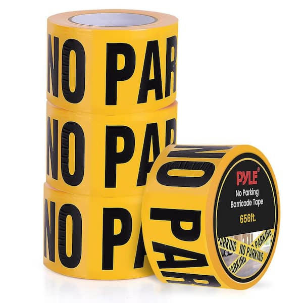 Pyle 4-Pieces 200 Meters Long Tape Roll Suitable for Wide Range of Applications Safety Caution Tape Set (Black and Yellow)