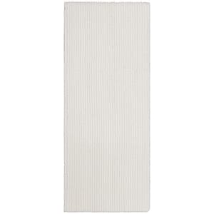 Homespun Noodle 24 in. x 60 in. Artic White Polyester Machine Washable Bath Mat