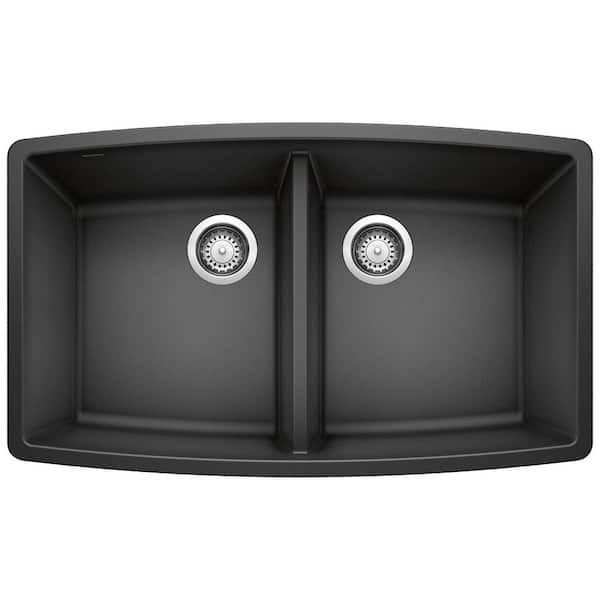 Blanco Performa 33 in. Undermount Double Bowl Anthracite Granite Composite Kitchen Sink