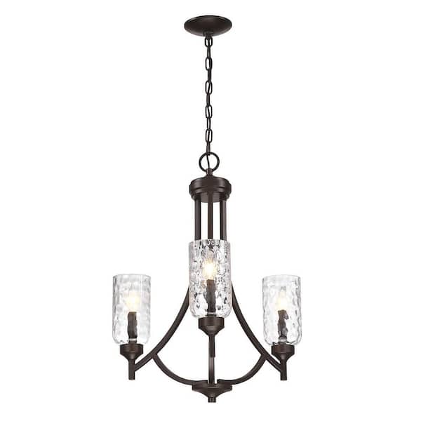 INNOBULE 3-Light Bronze Crystal Dimmable Tiered Chandelier