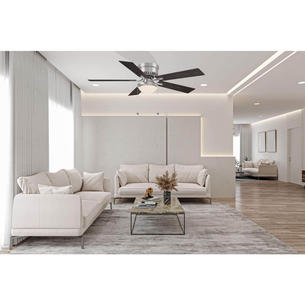 Hampton Bay Hugger II 52 in. Indoor Brushed Nickel Low Profile